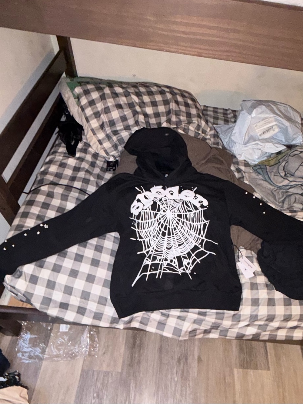 Spiderman Black Zip-Up Hoodie with White Spiderweb Graphic
